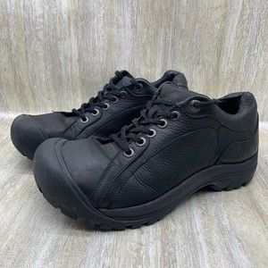 Keen Black Leather Sneakers Briggs II Work Shoes Lace Up Womens 9.5